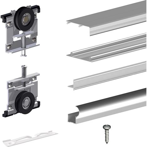 Slid'Up By Mantion – Kit coulissant pour 3 portes de placard 19 mm – Rails aluminium anodisé naturel 2,7 m – Poids max 70 kg – Installation facile