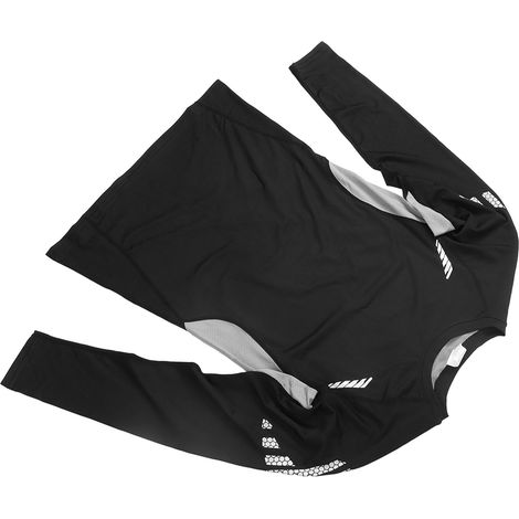 Langärmeliges Trainingsshirt, Größe M, schwarz und grau, bequem und atmungsaktiv, aus Kunstseide, ideal zum Laufen. (1/5)