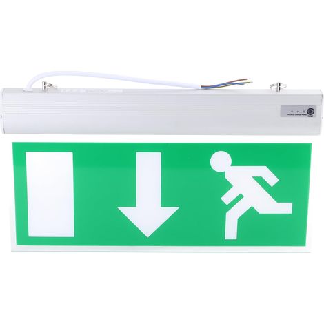 Panneau lumineux de sortie de secours à LED, 110-220 V, en acrylique vert, flèches de sortie vers le bas, indicateur de sécurité pour l'évacuation des commerces