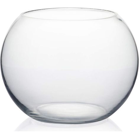 Vase en verre transparent, diamètre 20,3 cm, hauteur 15,2 cm, largeur ouverte 12,1 cm, vase à bulles transparent, récipient pour plantes, bol à poisson pour fête de mariage, décoration de bureau (1/5)