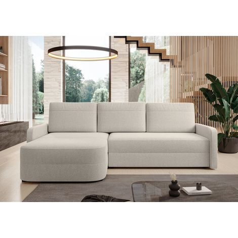AX LIVING Ecksofa mit Schlaffunktion Nebbiolo 250 cm breit – beige Eckcouch