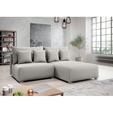 AX LIVING Ecksofa mit Schlaffunktion Ederra 208 cm breit – hellgrau R