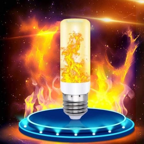 Lot de 4 ampoules à flamme 3 W E27 effet feu vacillant, avec 4 modes d'éclairage, IP42, étanche, pour Noël, hôtel, bar, décoration de festival, jaune (1/5)