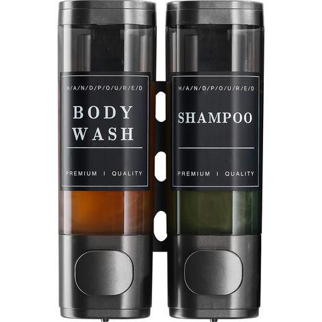 TONYSA Distributeur de savon, 300mlx2, Distributeur de savon manuel, Distributeur de désinfectant pour les mains mural, Distributeur de shampoing et gel douche, pour hôtel de toilette de salle de bain (1/5)