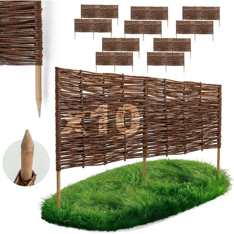 Lot de 10 Bordures Osier Bogateco Saule Naturel 100x40 cm