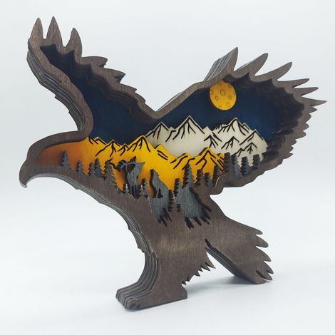 Grenzüberschreitende Holzadler-Dekorationen, Party- und Geburtstagsdekorationszubehör, Holzadler-Skulpturen, beleuchtete Adler (1/4)