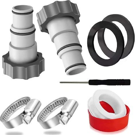 Kit adaptateur fileté pour tuyau de piscine avec raccord de pompe et rondelle pour tuyaux de 1,5 et 1,25 pouce (1/5)