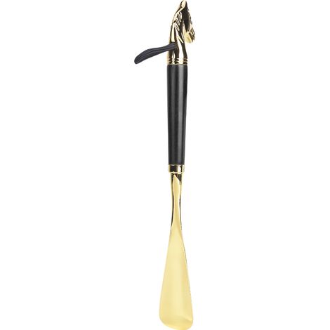 Chausse-pied Tête de Cheval en Hêtre Long 32cm Noir, Manche Universel, Aide à Chausser (1/5)