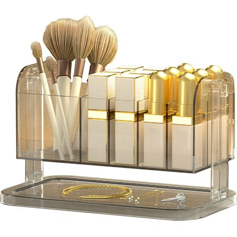 Boîte de rangement pour rouge à lèvres, support de maquillage transparent amovible et rotatif, organiseur de pinceaux, accessoires de beauté, (1/5)