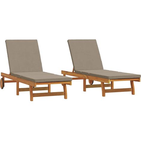 Maison Exclusive - Sonnenliege 2-Person 2 pcs Braun Massivholz Ak