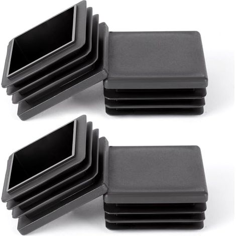 Bouchons carrés 40x50 mm en PE noir pour tubes acier, inox, aluminium - Lot de 4 pièces (1/5)