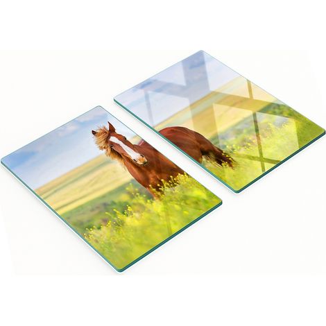 Tablas de cocina decorativas multifuncionales, de madera endurecida color marrón, con diseño de caballo, 2x40x52 cm. (1/5)
