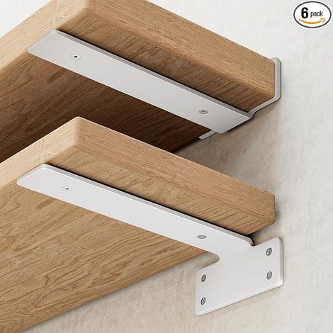 Weiße, schwebende Regalhalterung, verdeckte L-förmige Regalhalterung, 2er-Set, geeignet für Holzregale. (1/5)