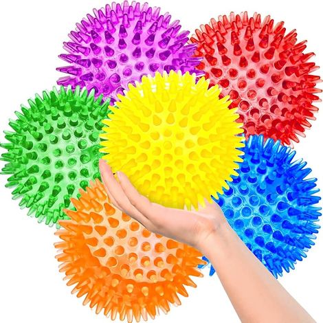 Sharlovy 3,5-Zoll-Hundespielzeugball, 6er-Pack quietschende Spielzeuge, strapazierfähiger Stachelball (1/5)