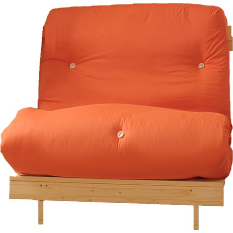 3ft Wooden Futon Set Frame and Mattress in Orange
