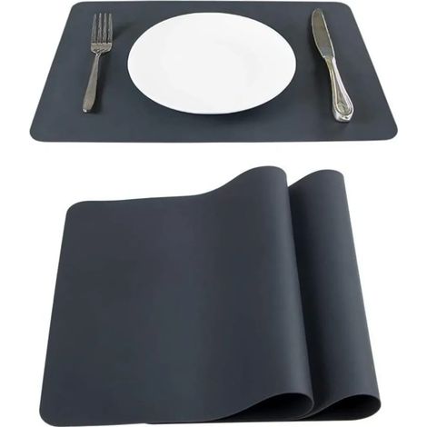 Set de table en silicone lavable 40 x 30 cm Lot de 2 Convient pour les enfants Dessous de plat antidérapant (1/5)