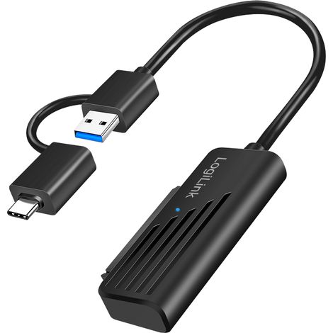 Adattatore 2 in 1 da SATA a USB-C/USB-A LogiLink per SSD/HDD da 2,5”, 5 Gb/s, USB 3.2 Gen1, nero, Plug & Play (1/4)