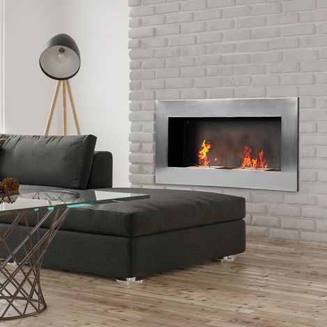 Cheminée murale au bioéthanol en acier inoxydable avec deux brûleurs, 0,9 L, 110 x 54 x 14 cm (1/5)