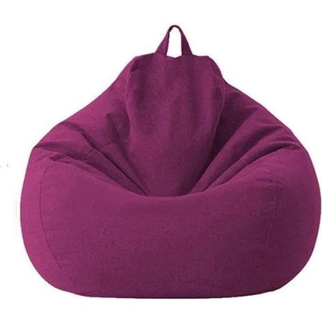Housse de Pouf Poire - Coton Lin - 80x90 cm - Violet - Sans Remplissage (1/4)