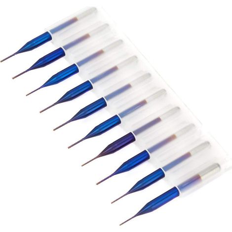 10pcs Cône Fraise en Carbure, Forets Fraises à noyer de Tungstène Bleu Enduit Fraises en Bout pour Machine de Gravure Carte de Circuit Imprimé SCM (0.6mm) (1/5)