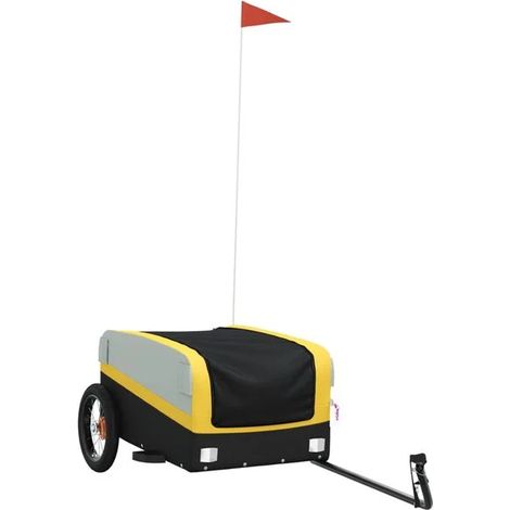 Remorque à vélo en fer noir et jaune de 30 kg (1/5)