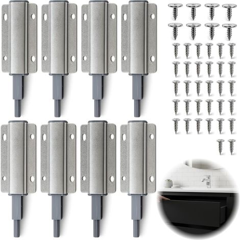 Lot de 8 Poussoir Push to Open,Poussoirs Push to Open Magnétiques pour Porte de Placard et Tiroir,Loquet à Ressort avec Aimant Intégré,Fermeture Sans Poignée pour Meuble Cuisine Armoire (1/5)