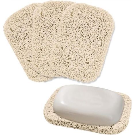 Pair Lot de 3 porte-savons antidérapants et durables avec système de drainage automatique pour le rangement du savon (beige)