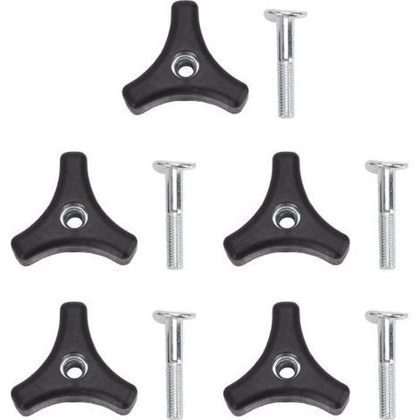 Jeu de 5 boutons et boulons de poignée pour tondeuse - Bouton triangulaire, vis de rechange pour accessoires (1/5)