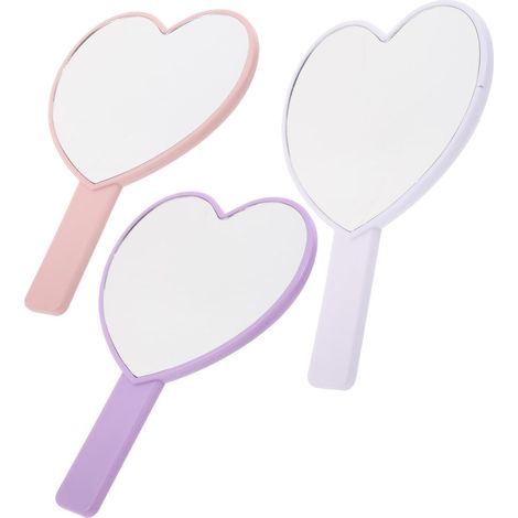 3pièces Miroir De Maquillage Forme De Cœur Portable Miroir De Personnel pour Voyages Et Usage Quotidien (1/5)