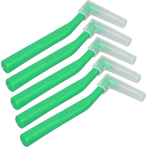 Lot de 5 brossettes interdentaires en forme de L, nettoyage efficace, élimination de la plaque dentaire, brosses orthodontiques vertes pour l'hygiène dentaire (1/5)