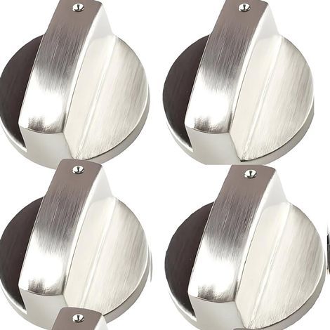Lot de 4 boutons de rechange métal argenté 8 mm cuisinière gaz, boutons rotatifs (1/5)