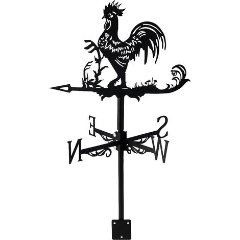 Girouette en métal en forme de coq, girouette de toit en forme de coq, indicateur de direction du vent, décoration extérieure pour jardin (coq)