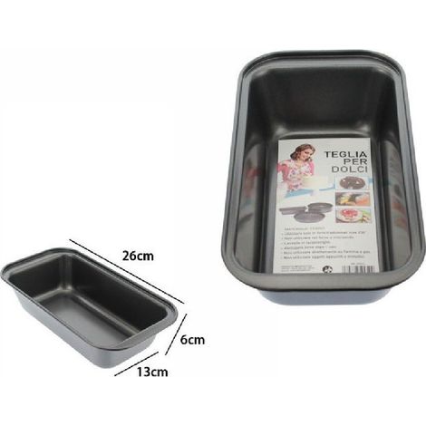 TRADE SHOP - Stampo Teglia Tortiera Per Dolce Torta Antiaderente Rettangolare 13x26x6cm 59950 -