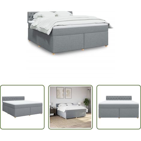 vidaXL Taschenfedern - Boxspringbett mit Matratze Hellgrau 180x200 cm Stoff (1/5)