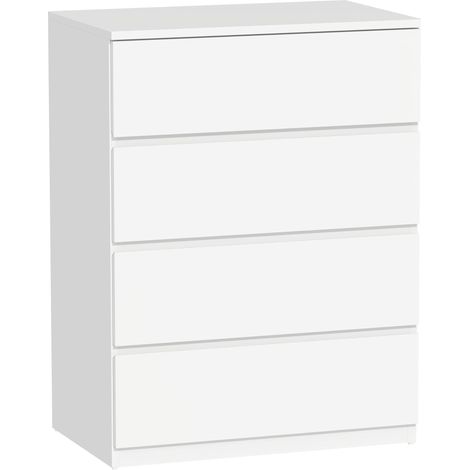Commode 4 tiroirs meuble de rangement sans poignées design minimaliste 60 x 40 x 80 cm blanc