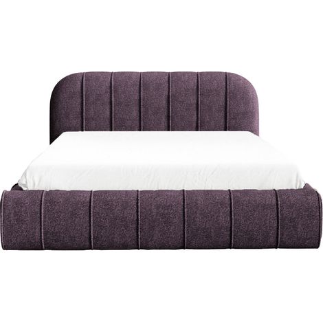 LONIE - Lit coffre tissu texturé 140x200cm Mauve (1/5)