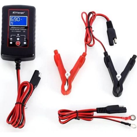 Chargeur de Batterie 6V 12V 1.75A Automatique mainteneur de Batterie Chargeur d\'entretien 4 étapes pourMoto,Tondeuse,Bateau,Motone (1/4)