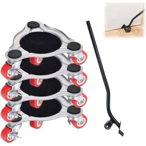 Kit de roulettes pour Meubles Charge Lourde, Charge de 400 kg, Kit Demenagement, Souleve Meuble, roulettes Pivotantes avec Frein, Planche Roulette Demenagement pour Canapé, Commodes (1/5)