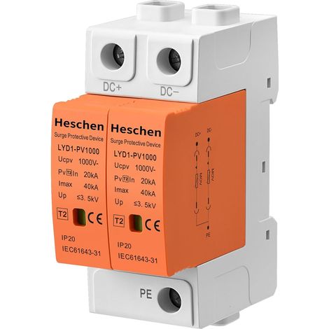 Dispositif de protection contre les surtensions pour PV, LYD1-PV1000, 2P 1000VDC 20KA, montage sur rail DIN 35mm (1/5)