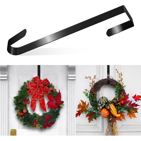 Lot de 2 Crochet, Métal durable, Noir, 30,5 cm, Support 20 kg, Pour porte d'entrée et décoration saisonnière (1/5)