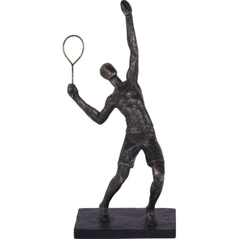 Tennis Player Sculpture - Polyresin - L13.8 x W18.2 x H38 cm - Bronze