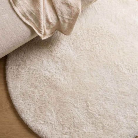Tapis fourrure beige antidérapant d90cm (1/5)
