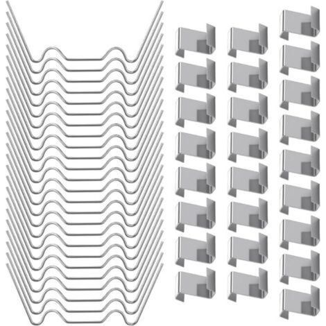 Pair 50p Clips de Vitrage pour Serre, 25 Clips Z et W Clip de Fixation pour Vitrage Clip pour Verre de Serres en Acier Inoxydable, Résistants aux Intempéries Pinces Accessoires de Serre