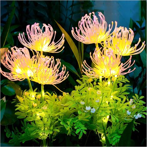 Lot de 2 lampes solaires de jardin - Fleurs et tiges lumineuses - Panneau solaire amélioré - Éclairage extérieur décoratif - Rose (1/5)