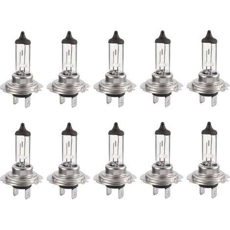 10pcs Ampoule halogène Led 12V H7 55W, Durable Ampoule blanche chaude Feux de route/feux de croisement pour voiture (1/5)