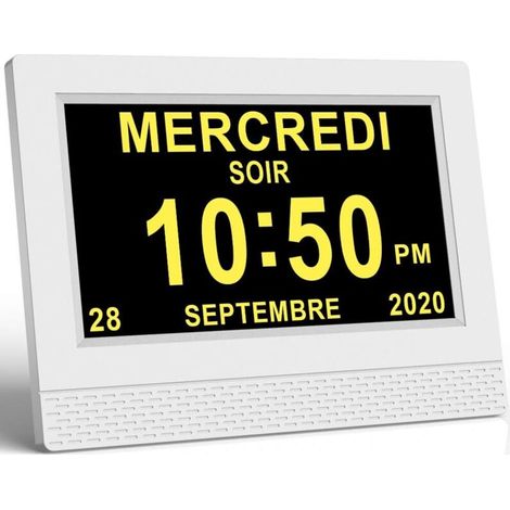 Horloge numérique, LCD 7" avec date, date et heure (1/5)