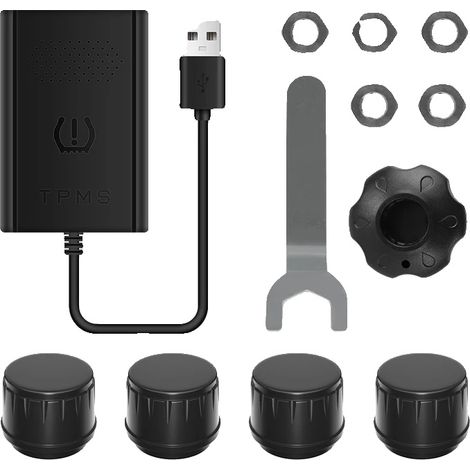 Sistema de control de presión de neumáticos, diseño impermeable, transmisión USB, sensores externos. (1/2)