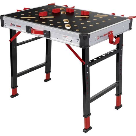 Holzmann – Table de travail mobile rabattable 15 kg – Plateau MDF 18 mm – Hauteur réglable 735-885 mm – Charge maximale 454 kg