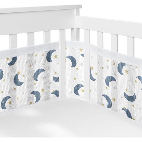 Tours de lit - Lot de 2 - 160 x 30 cm + 340 x 30 cm - Côtés en filet de sécurité - Offrent une protection douce pour votre berceau (1/4)