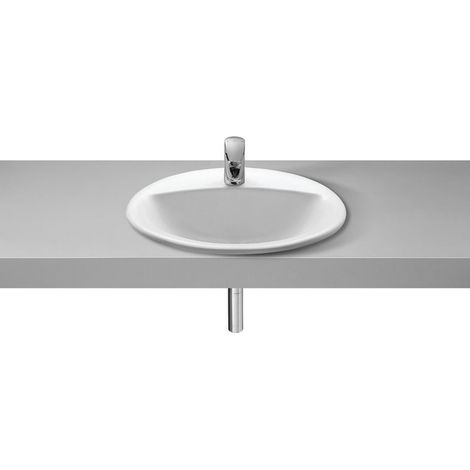 Roca – Vasque à encastrer ovale en céramique blanc 520x410mm – Hauteur 18.5cm – Pré-percée pour robinetterie – Pour salle de bain moderne (1/6)